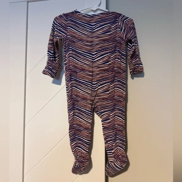 Angel Dear Zigzag Patterned Footie - Blue and Red Bamboo Pajamas Size 6-9 months - Picture 4 of 5